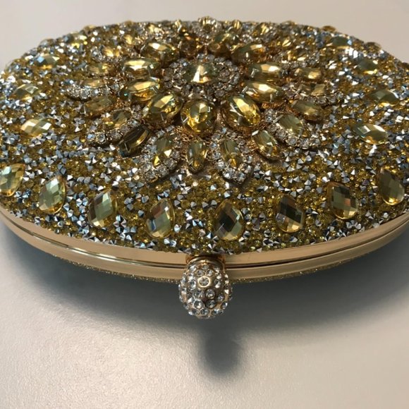 Evening Clutch Wedding Bag Gold Purse Bridal Handbag Party Prom Ladies Fashion - Picture 2 of 9